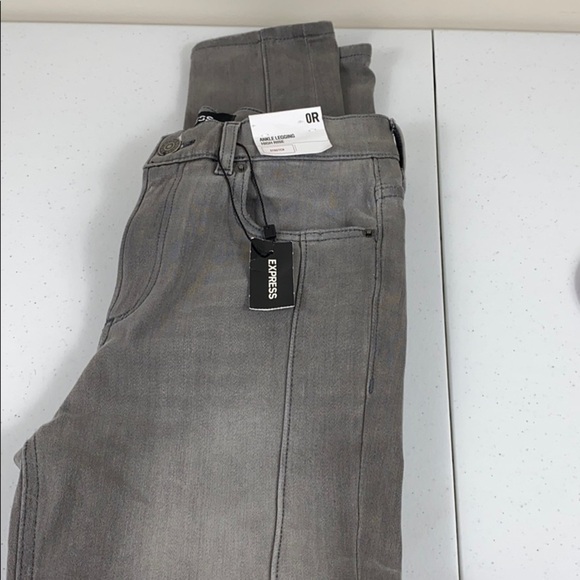 Express High Waisted Seamed Ankle Legging Jean - Picture 3 of 7